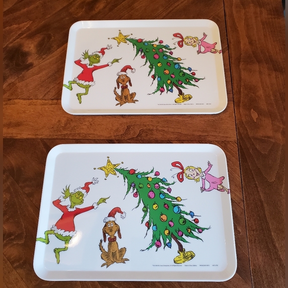 Sleigh Bell Bistro Dining 2 Dr Seuss Grinch Serving Trays Poshmark